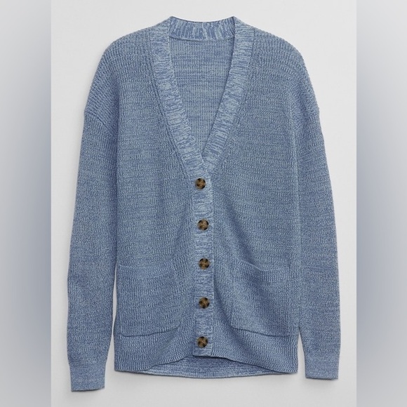 Gap Long Cotton Cardigan in Bainbridge Blue - Size L - Picture 3 of 8